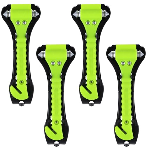 AIOUHMYM 4 Pcs 2-in-1 Car Safety Hammer | Function of breaking car window & cutting safety belt, emergency lifesaving escape tool for vehicles