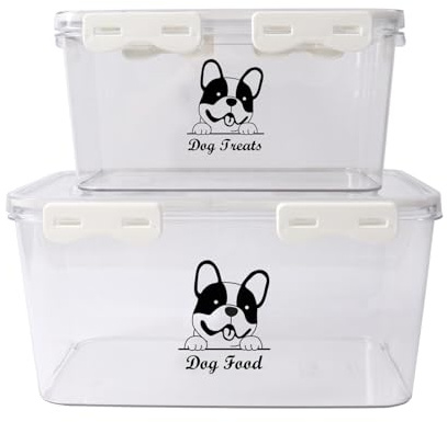 ZoeQide Boite a Croquette Pour Chien, 2 Lot Boîte à Croquettes, Transparente Avec Couvercle Scellé Et Échelle De Temps Pour La Préservation a Croquette Chat Distributeurs De Nourriture Pour Chiens