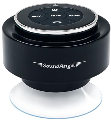 Verbesserter, Dusch Lautsprecher Bluetooth, Zertifizierter IPX7 Wasserdichter Lautsprecher mit Saugnapf und Hakenclip, eingebautem Mikrofon, Kristall-Sound und satter Bass, 12H Spielzeit, Silbrig