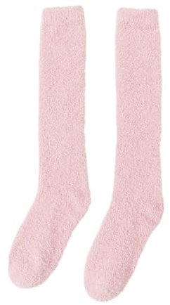 YUZIMEI Oberschenkelhohe Socken, Korallen-Fleece, Oberschenkelhohe Stiefelsocken, lange Winterstrümpfe, über Knie, Beinstulpen, Bodenlang, Wade 7
