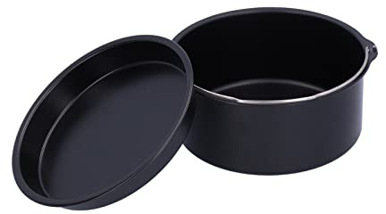 Air Fryer Cake Barrel Tin, Non-Stick Carbon Steel Pizza Pan, Compatible with Most Fryer Brands
