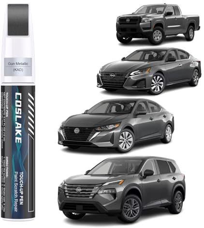 COSLAKE Car Touch Up Paint(Gun Metallic(KAD)) for Nissan, Car Paint Scratch Repair Kit, Quick & Easy Solution to Repair, 2 in 1 Scratch Remover Pen with 2PCS Disposable Micro Applicators