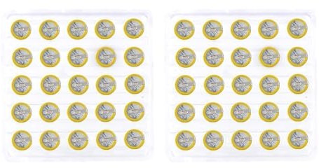 Klaisy Lot de 25/50 piles bouton avec pieds à souder horizontaux à 2 broches, 210 mAh, piles bouton au lithium 3 V avec cosses à souder