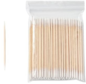 100 hisopos de algodón de doble punta de 7 cm de largo con palos de madera, hisopos de limpieza, capullos de maquillaje, cejas, tatuajes, esmalte de uñas, 100 unidades