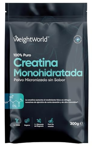 Creatina Monoidrata in Polvere Vegana, 1 Misurino al Giorno, Creatina in Polvere Micronizzata Pura da 300gr con Misurino, 100 Dosi, Pre Workout, Intra e Post Workout, Senza Magnesio Stearato né OGM