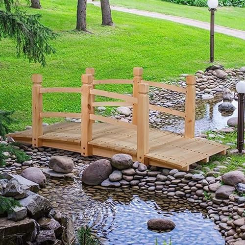 Ponts de Jardin en Arc de Bois, Pont pour Petit étang, passerelle anticorrosion avec Garde-Corps de sécurité, pour décoration d'étang, ruisseau, Cour, 100 x 50 x 37 cm