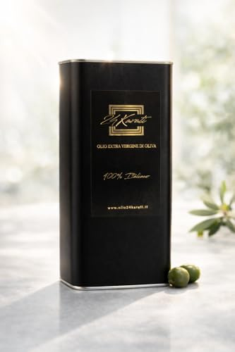 Olio Extra Vergine di Oliva D.O.P. 24 Karati – 100% Italiano, Artigianale – Idea Regalo Elegante o Bomboniera Gastronomica (Lattina da 5 Litri)