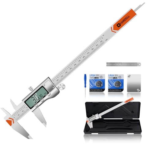 Digital Caliper, HARDELL Caliper Measuring Tool-All Metal Caliper with 2 Batteries, Inch Metric Fraction Large LCD Screen Digital Micrometer, Digital Caliper 8 Inch for Household/DIY