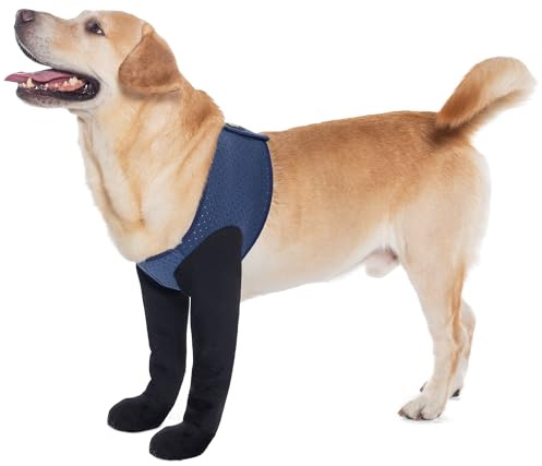 COODEO Hundesocken gegen Pfotenlecken | Wasserfeste Pfotenschutzstiefel mit rutschfesten Sohlen zur Wundheilung & Hautschutz (Blau, XL)