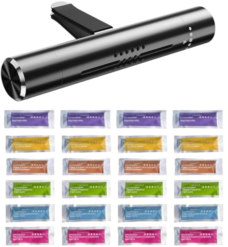 Set di 25 fragranze per auto, per interni, con 24 bastoncini di profumo per auto, griglia di ventilazione e aria condizionata, eliminazione degli odori e distribuzione automatica del profumo
