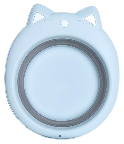 Gatuida Folding Washbasin Adorable Cat Shape Wash Basin Portable for Baby Bathing Travel Use