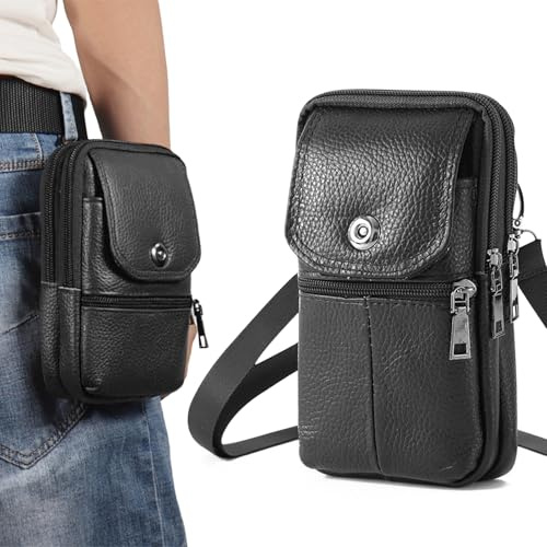 Hwtcjx Porta Cellulare Da Cintura, Portatelefono da Cinta, Borsa da Uomo per Cellulari, Custodia Cellulare Telefono, Marsupio da Telefono,Borsello Telefono,Sacchetto da Cintura,Marsupio Fondina (Nero)