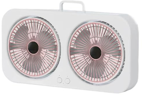 GMBYLBY Ventilador giratorio portátil de doble cabezal para colgar o mesa, uso de circulación de aire de bajo ruido, adecuado para acampar