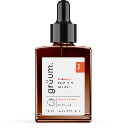 grüum Pumpkin Seed Oil 30ml - 100% Natural Pumpkin Seed Oil for Hair Growth & Skin - Nutty, Hydrating Dual Use with Vitamin E, Zinc & Caroteniods