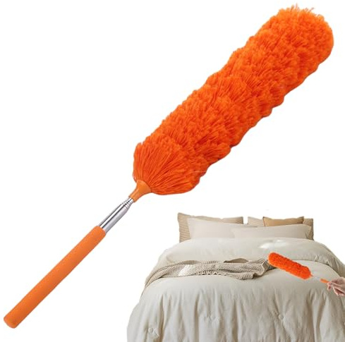 Zahoken Spolverino da soffitto con asta di prolunga, spolverino in fibra riutilizzabile, spazzola per spolverare flessibile, lavabile, ragnatela e soffitto spolverino con asta telescopica ergonomica