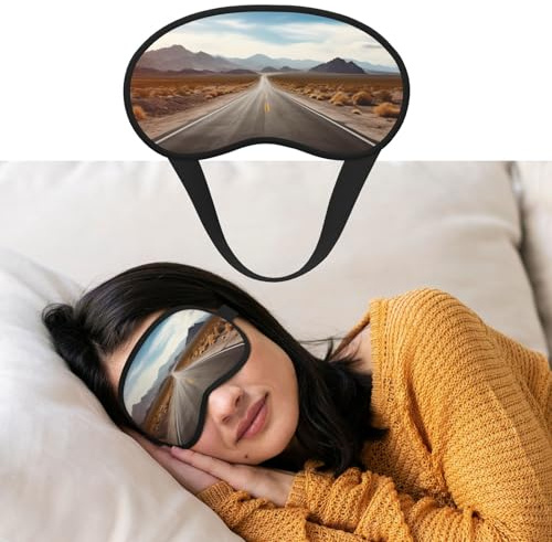 Augenmaske zum Schlafen, atmungsaktiv, lichtblockierend, Schlafmaske, Wüstenlandschaft, Autobahn, Nacht, Augenbinde, weich, bequem, Nacht-Augenschutz, Schattenabdeckung für Männer und Frauen