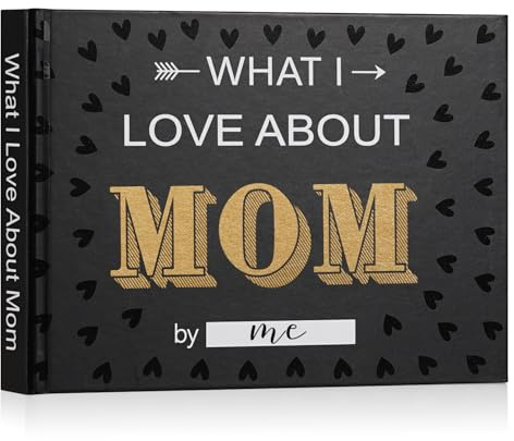 Miaikoe What I Love about Mom Book, Fill-in-the-Blank Kärleksjournal Bok för Mamma Mors dag Födelsedag Julklappar Att lägga i julstrumpan till mamma (svart)