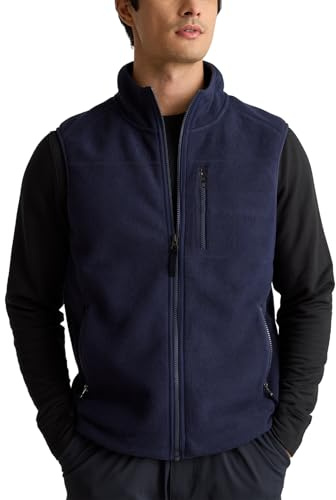 Zukela Navy blue Men's Full-Zip Polar Fleece Vest Lightweight Sleeveless Jacket Casual Outerwear with Pockets XXL