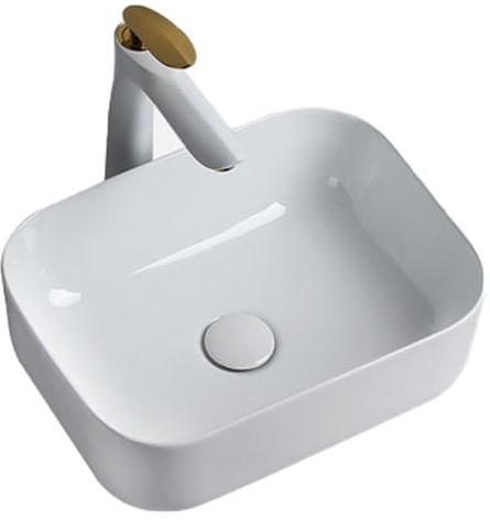 LXTEDJ Lavabo da Appoggio Per Il Bagno, Bianco, Lavatoio Ceramica Rettangolare, Bella Forma, Angoli Arrotondati, Adatto A Una Varietà Di Spazi, Diventa Il Punto Forte Della Casa-40X30X14CM