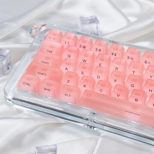 Sumgsn 119 Keys Pink Keycaps MDA Profile Jelly Keycaps Set | Fit for 60% 65% 75% 95% Mechanical Keyboard Cherry Mx Switches