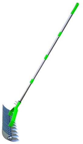NONDK Râteau à Foin de Pelouse de 1,7 M, Râteau à Chaume, Râteau à Feuilles, Râteau de Détartrage de Jardin, Scarificateur, Râteau à Sol