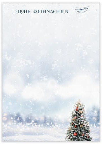 Weihnachtspapier Wintertanne WB1618 – 100 Blatt Briefpapier – Hochwertiges Druckerpapier Weihnachtsgrüße, Einladungen & Briefe – Geeignet für Laser-, Inkjetdrucker & Kopierer – Designpapier A4 90g/m²