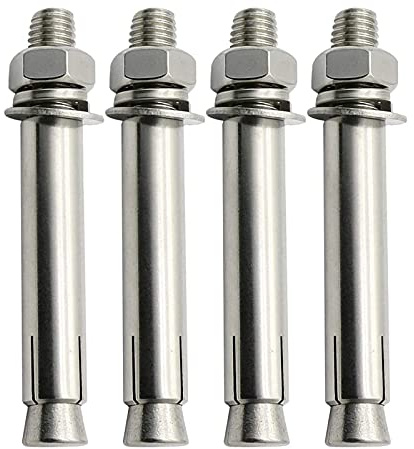 4 pernos de expansión de acero inoxidable M12: tornillos hexagonales de alta resistencia for hormigón y mampostería.(M12x100mm)