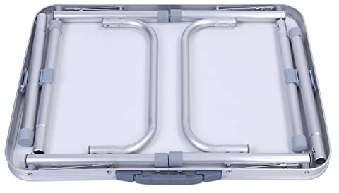 Keenso Mesa Plegable, Soporte de Escritorio, Bandeja para Exteriores, Jardín, Camping, Picnic, Marco de Aleación de Aluminio Resistente con Tablero Grande, Portátil y práctico