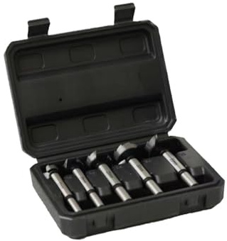 Boomway 5-Piece Forstner Drill Bit Set, Professional Wood Drilling Kit with Storage Case, Metric Sizes for Woodworking and Cabinet Making (5)