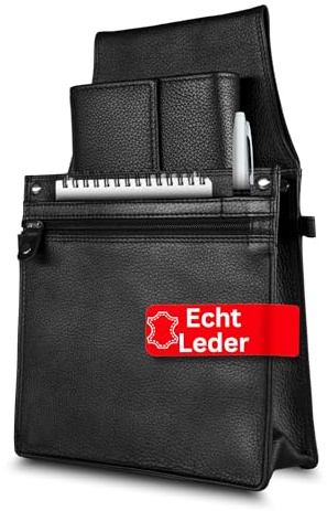 Cocoono Premium Kellnertasche Echt Leder | Gastronomie Zubehör | Kellnerholster | Bedienungstasche | passend zum Gürtel | Orderman Tasche Kellner (Kellnertasche, Schwarz)