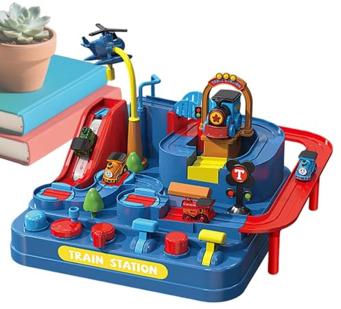 Autorennbahn Für Kinder | Dinosaurier Rutschbahn Zug Fahrzeuge | Weihnachts Abenteuer Thema Eisenbahn Strecke Spielzeug,Für Mädchen Kindergarten Zuhause Schule Boden Spielzimmer Mädchen