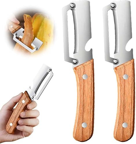 2PCS Multi-Functional Vegetable Peeler for Kitchen,2-in-1 Multifunctional Stainless Steel Peeler,Fruit Slicer, Sharp Blade for Carrot, Apple, Kiwi, Orange, Easy Grip Kitchen Tool (2)
