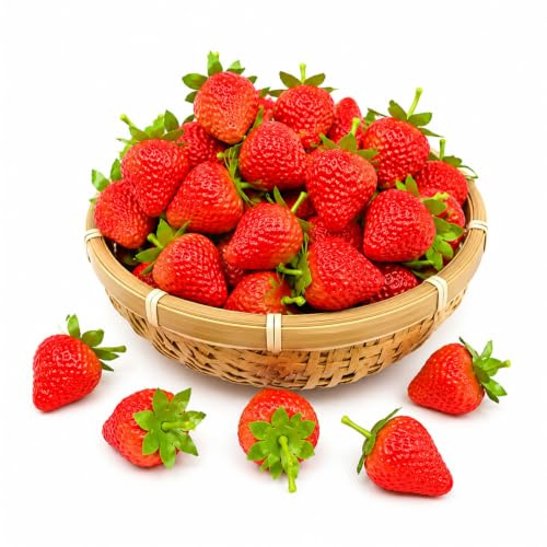 FuYelng 30 Pza Fresas Artificiales con Raíces y Hojas, Frutas Decorativas | Artificiales Plástico de Fresa, para Decoración Hogar Fiestas Bodas Accesorios Fotografía y Artesanías Hechas a Mano