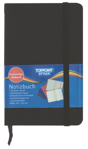 Notizbuch 192 Seiten kariert 9,0x14,0cm Kladde ca. DIN A6 schwarz