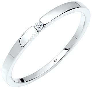 Elli DIAMONDS Ring Damen Verlobungsring Klassiker mit Diamant (0.015 ct.) in 925 Sterling Silber