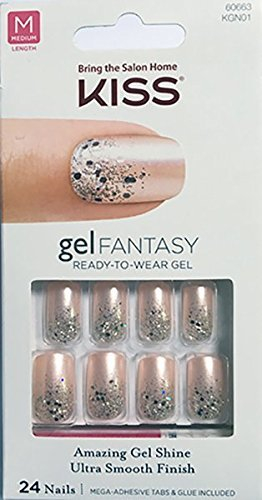 Kiss Nails GEL FANTASY KGN01 (FANCIFUL) Medium Design Nails w/Adhesive Tabs & Glue by Kiss