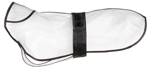 TRIXIE Hunde-Regenmantel Gr. M, Rücken 38 cm, Bauch 44–60 cm – transparent | Wasserdichte Regenjacke mit reflektierenden Elementen – bequem und verstellbar, hält bei Regen trocken