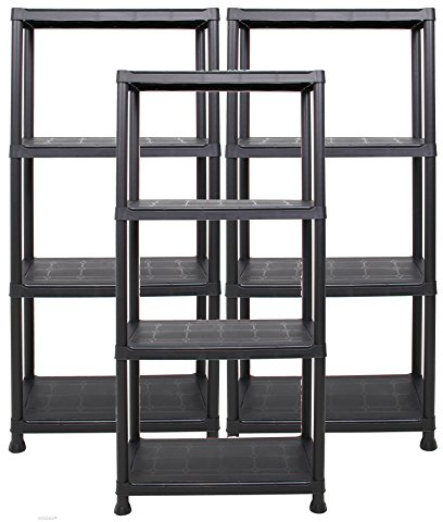Ondis24 Étagère en plastique 3 x Étagère Étagère pour charges lourdes 60 x 30 x 135 cm