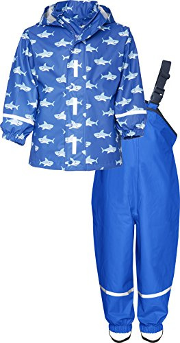Playshoes Apparel regnset ofodrade tvådelade regnbyxor regnjacka regnkläder, blå, 98