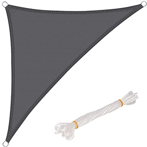 WOLTU Toldo Vela Impermeable Triangular 2.5x2.5x3.5 m Poliéster Protección Rayos UV Intemperie para Patio Exteriores Jardín Color Arena Gris