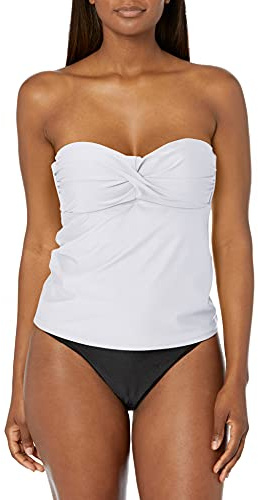 Catalina Traje de baño Tankini Tipo Bandeau para Mujer, Talla Grande, Blanco, 2X