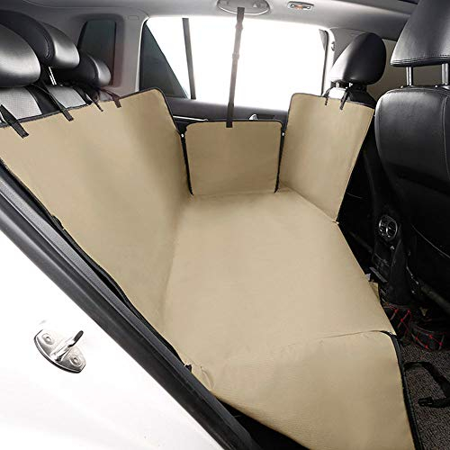 KUANDARMX Universal Autoschondecke für Hunde, Hundedecke für die Auto Rückbank Wasserdicht Schutz Autodecke für Hunde mit Seitenschutz, zum Hundetransport Leicht zu reinigen, Beige