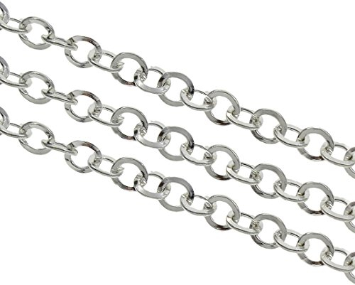 Perlin 3 metri, catena a maglie collegate in metallo, anello rotondo, catena a maglia barbazzale 5 mm, argento antico, collana al metro per la creazione di gioielli fai da te