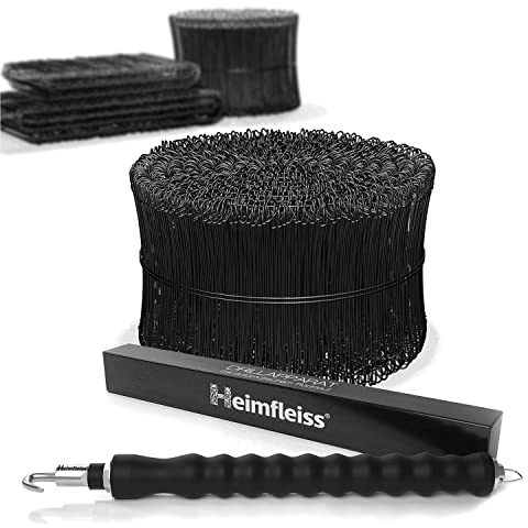Heimfleiss® Drillapparat Driller + Betonbindedraht 1,4 mm (1000 Stk) | Rödelzange & Drahtbinder aus Carbonstahl | ummantelter Bindedraht für Moniereisen | 4-Nuten-Spindel, bindet schnell & fest