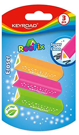 Keyroad Universal-Radiergummi 3 Stck. Roofix Dreieckig/Blister/Mischfarben/aus Thermoplastischem Gummi Höchster Qualität/Kinder Kleine Lustige Radiergummi, KR971813