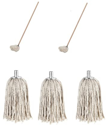 Pure Cotton String Mop Head Steel Socket Refill & Pole Cleaning Floor Sweep Set (1)