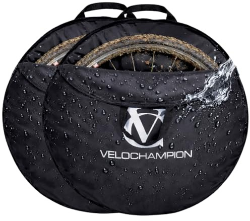 VeloChampion - Borsa Impermeabile per Riporre le Ruote della Bicicletta | MTB, Strada, Ghiaia o BMX per Bambini | 650b, 700c, 16, 20, 24, 26, 27,5, 29 (2, Grande 26-29)