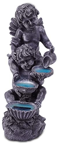 VATCH Decoration Garden Fountain Solar for Indoor and Outdoor Use with LED Lighting - Vintage Angel Garden Fountain Large for Outdoor Garden Decoration Figures - Garden Pond Decoration Bird Bath