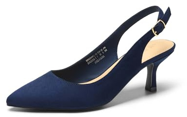 DREAM PAIRS Womens Slingback Sandals Pumps Pointed Toe Dress Party Court Shoes Ladies Kitten Heel Wedding Shoes SDHS2234W-E,Size 6.5,Navy-Suede,SDHS2234W-E