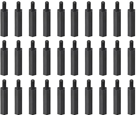 YOKIVE 30Stk M2.5 Abstandshalter Schrauben Nylon Sechskant PCB Schwarz | Abstandshalter, Mit Hoher Isolierwirkung Halten Höhe Konstant, Perfekt, Für Platine, 25mm+6mm
